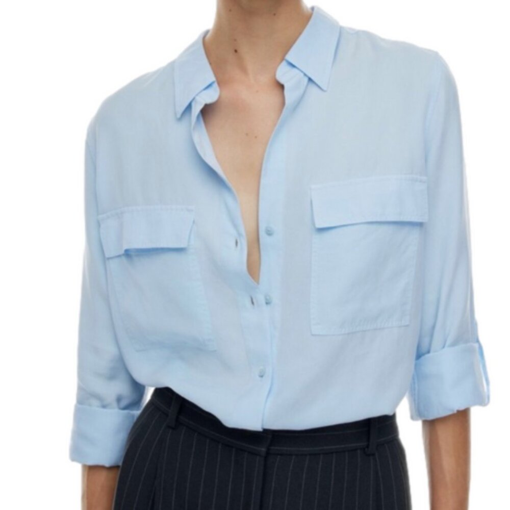 Aritzia - Babaton Utility Shirt Button Up in Light Blue size XL